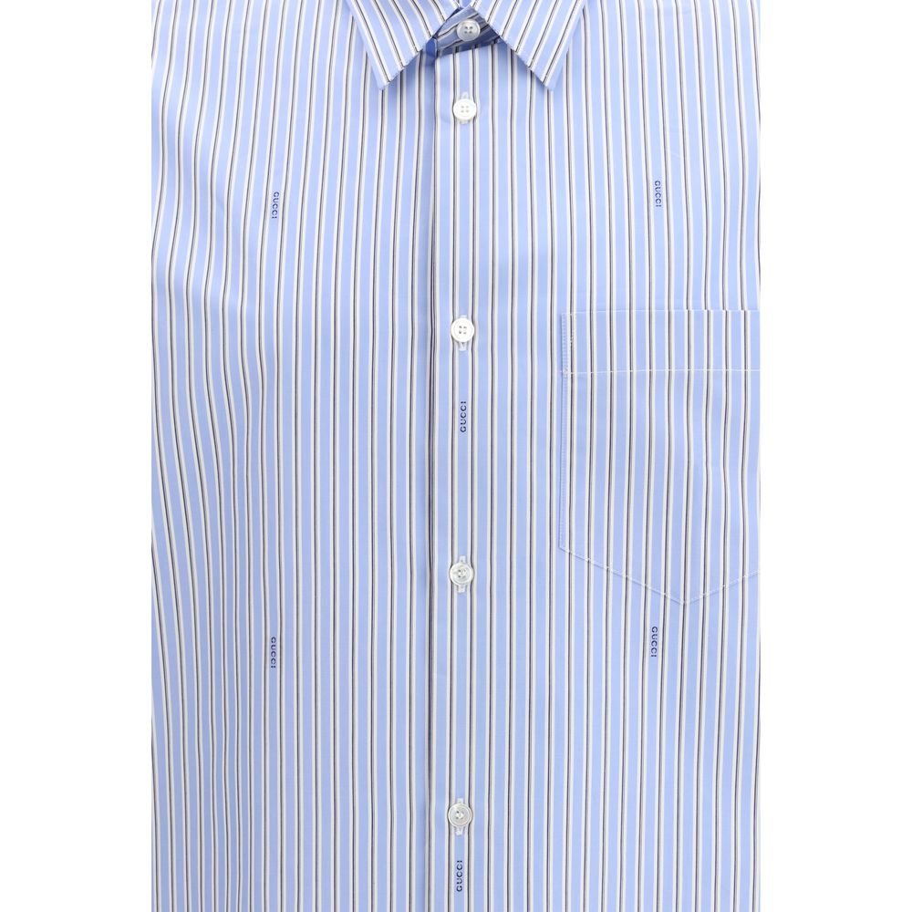 Gucci Light Blue Striped Cotton Shirt