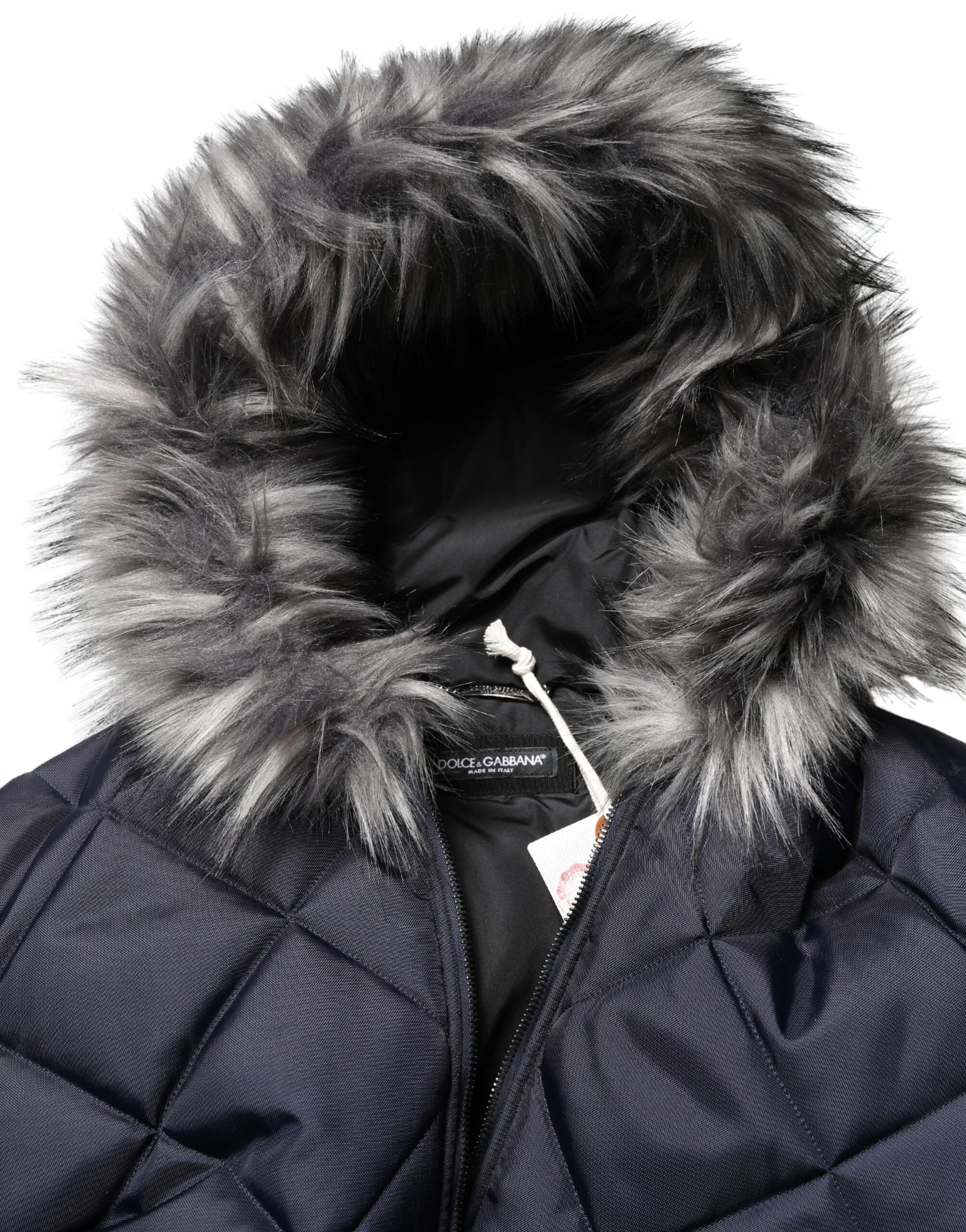 Black Quilted Fur Shearling Hooded Jacket