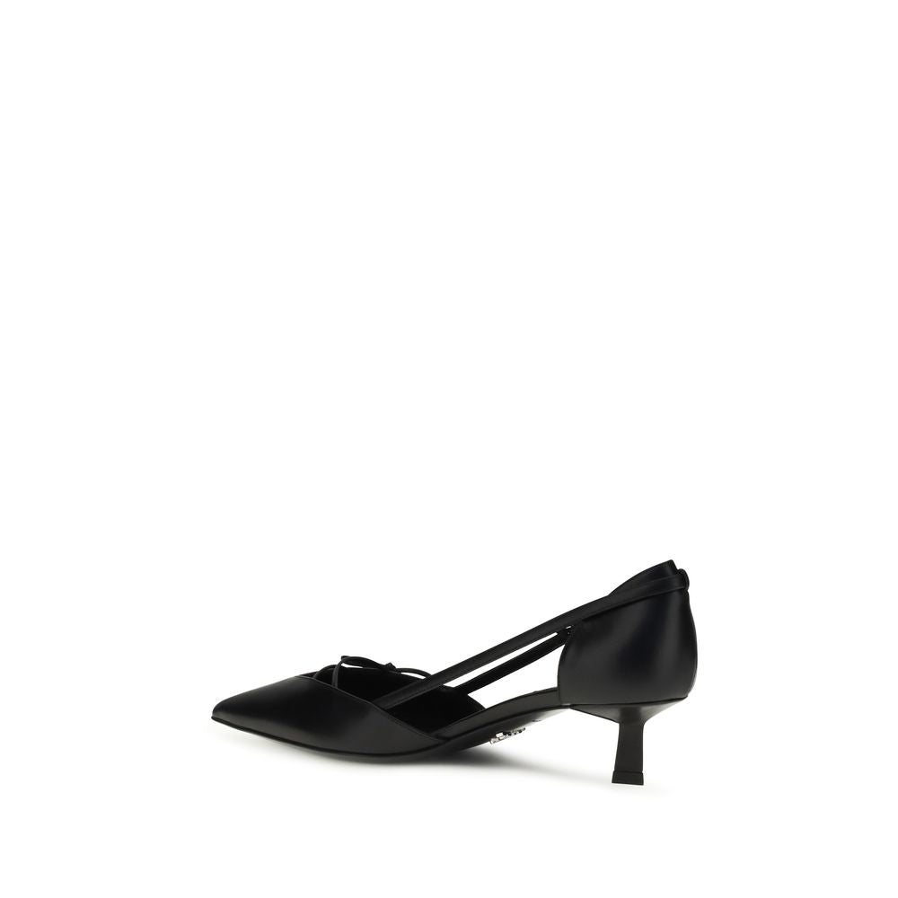 Prada Black Goatskin Kitten Heel Pumps