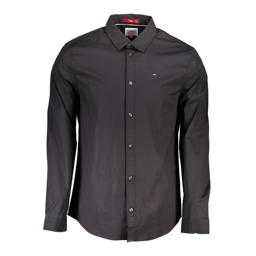 Tommy Hilfiger Black Cotton Slim-Fit Shirt