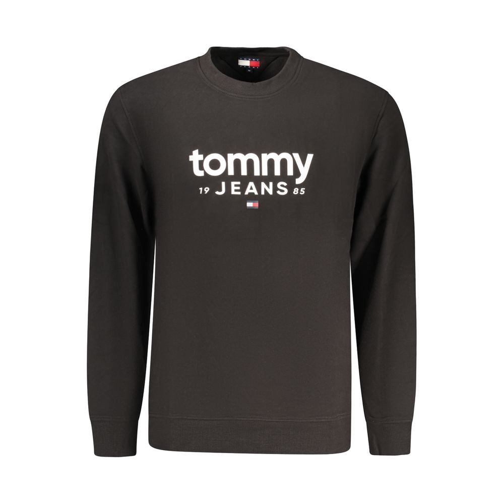 Tommy Hilfiger Black Cotton Logo Crew Neck Sweatshirt