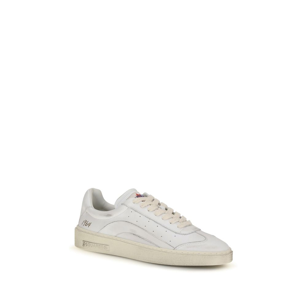 Dsquared2 White Calf Leather Low Top Sneakers