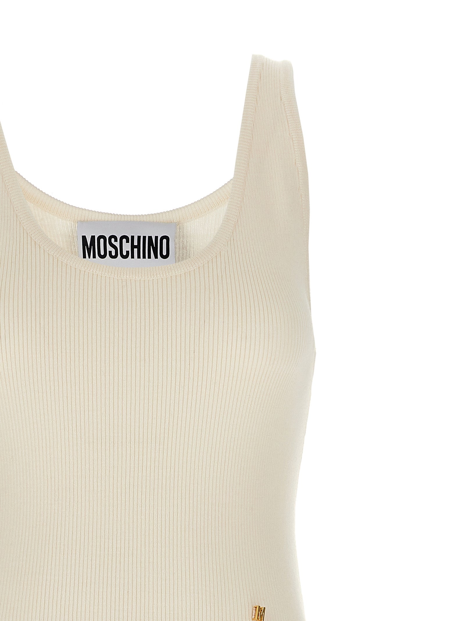 Moschino White Virgin Wool Sleeveless T-Shirt