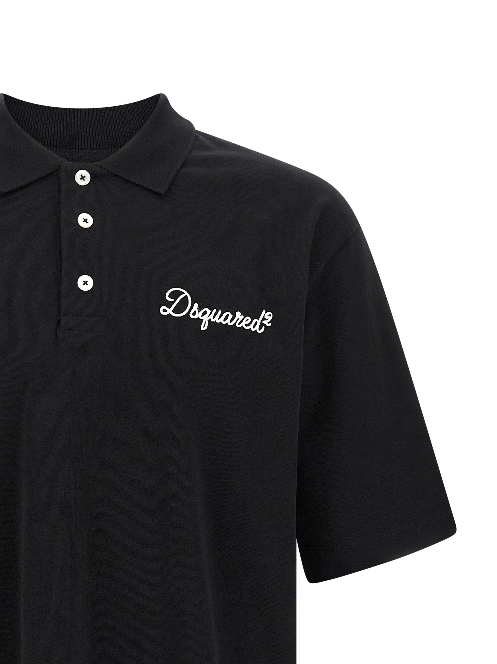 Dsquared2 Black Cotton Polo Shirt