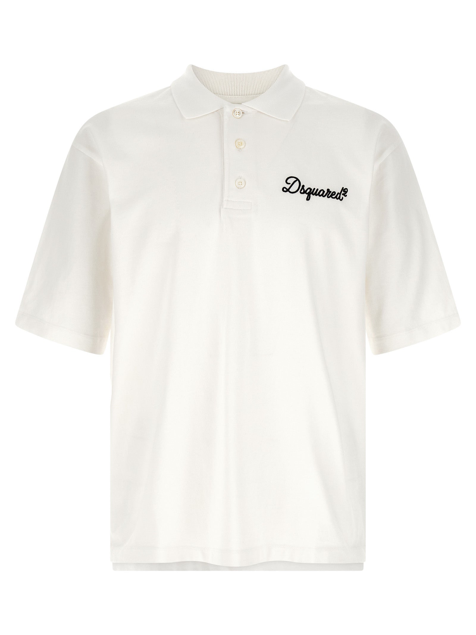 Dsquared2 White Cotton Polo Shirt