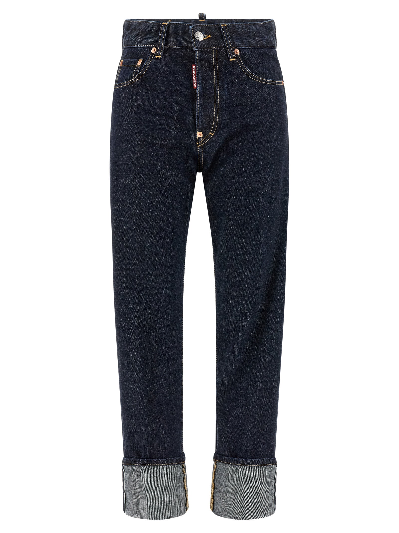 Dsquared2 Blue Cotton Straight-Leg Jeans