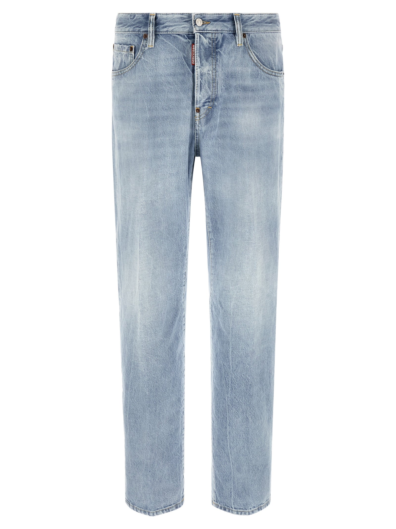 Dsquared2 Blue Cotton Straight-Leg Jeans