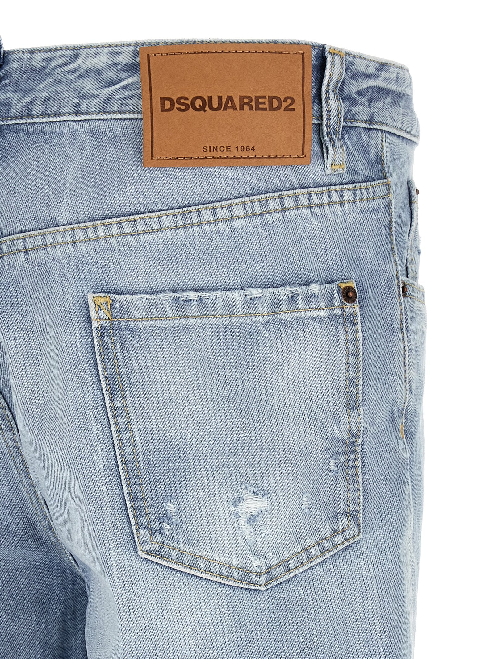 Dsquared2 Blue Cotton Straight-Leg Jeans