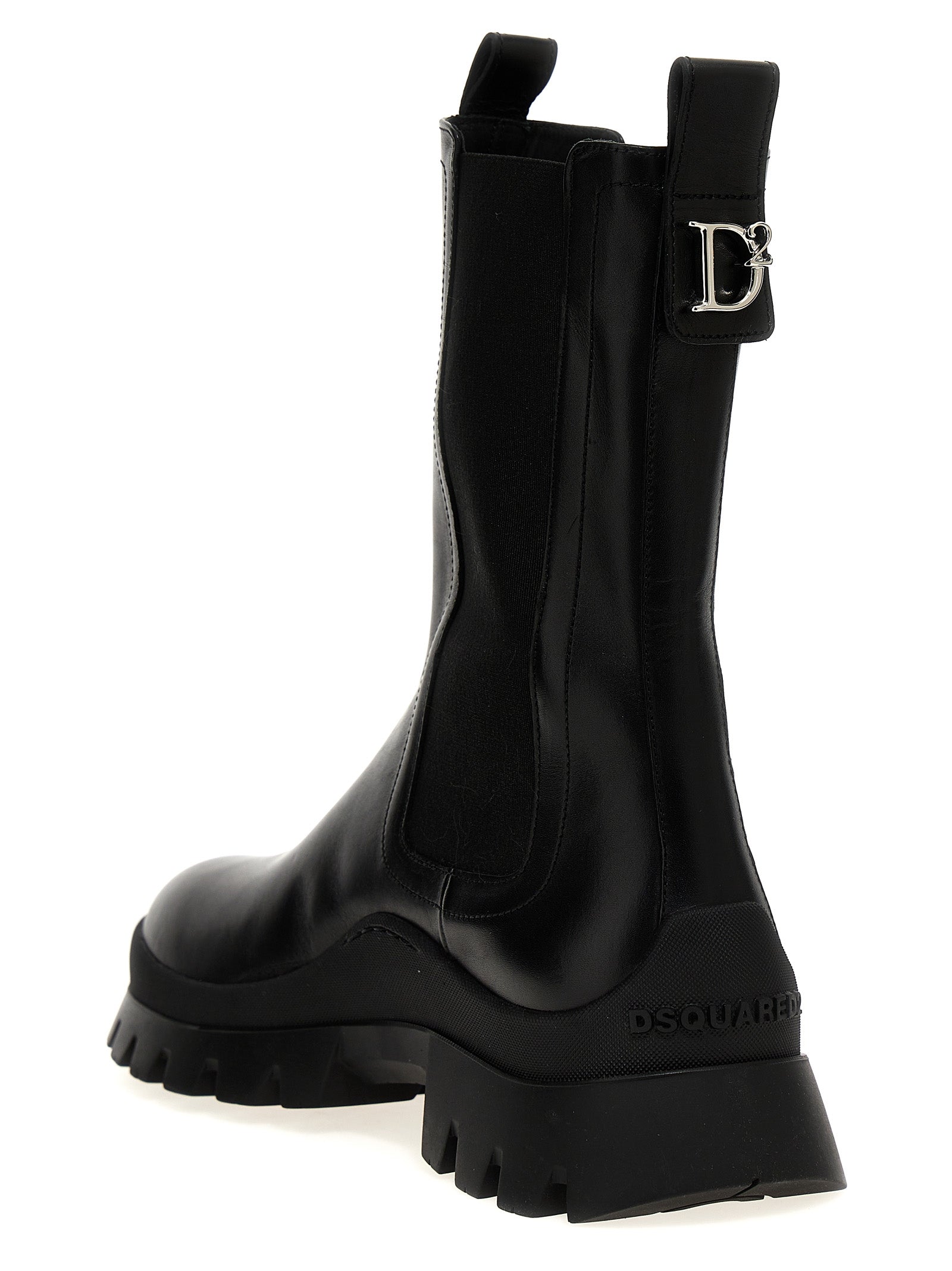 Dsquared2 Black Calfskin Ankle Boots