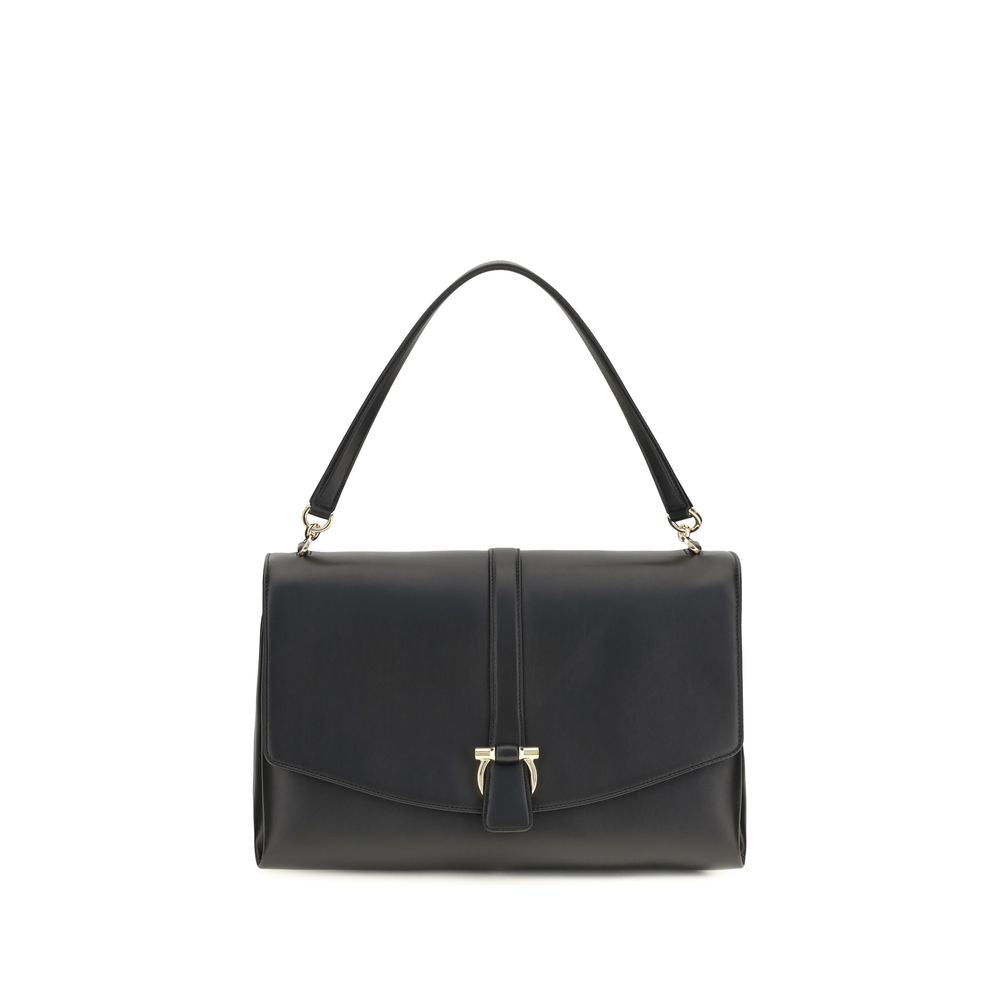 Ferragamo Black Calf Leather Shoulder Bag