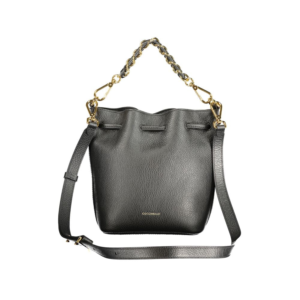 Coccinelle Black Leather Beat Generation Drawstring Bag