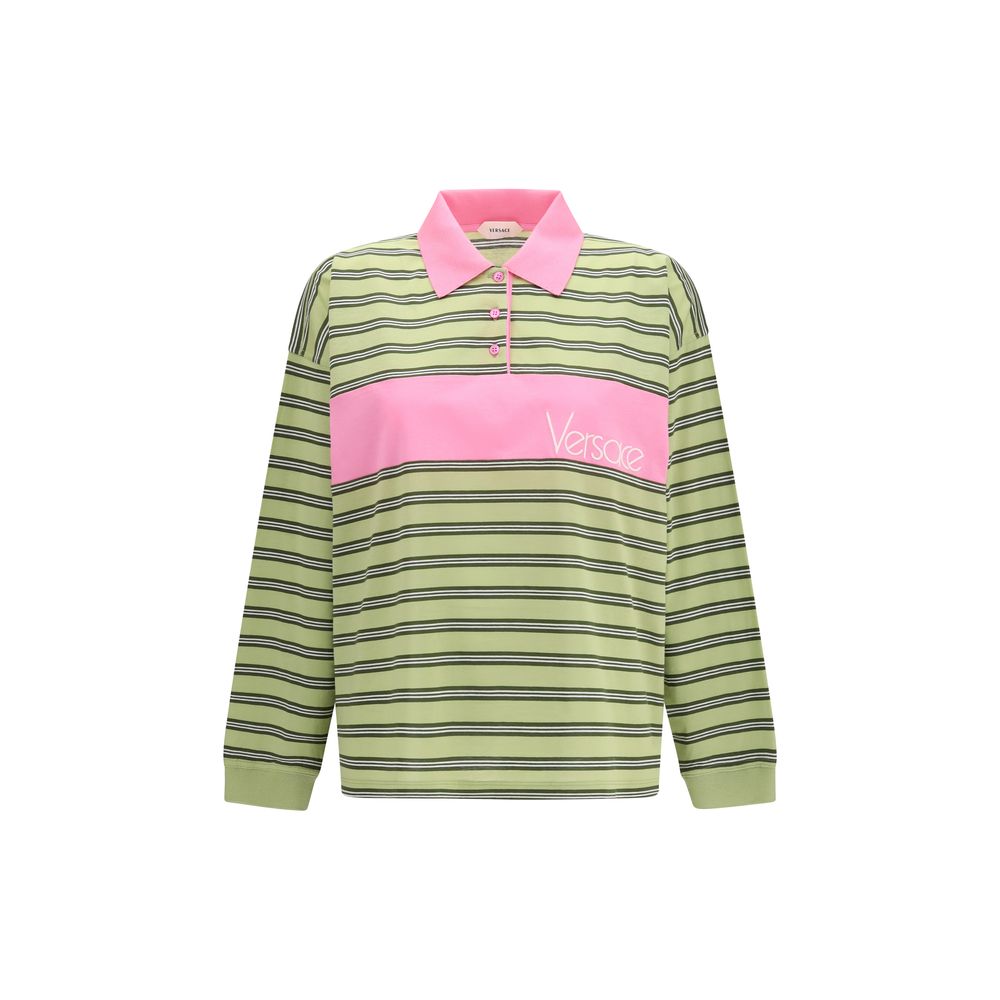 Versace Striped Cotton Knit Polo