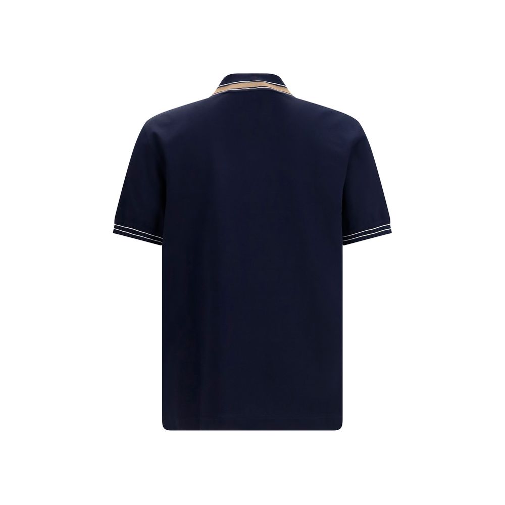 Ferragamo Blue Cotton Pique Polo