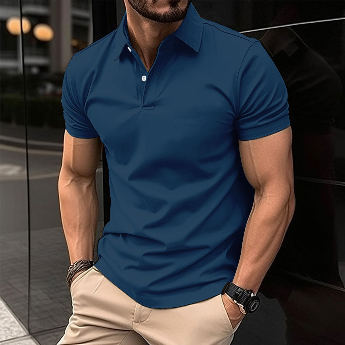Summer Short Sleeve Polo Shirt Men Solid Color Button Lapel Button Top Signvm Project