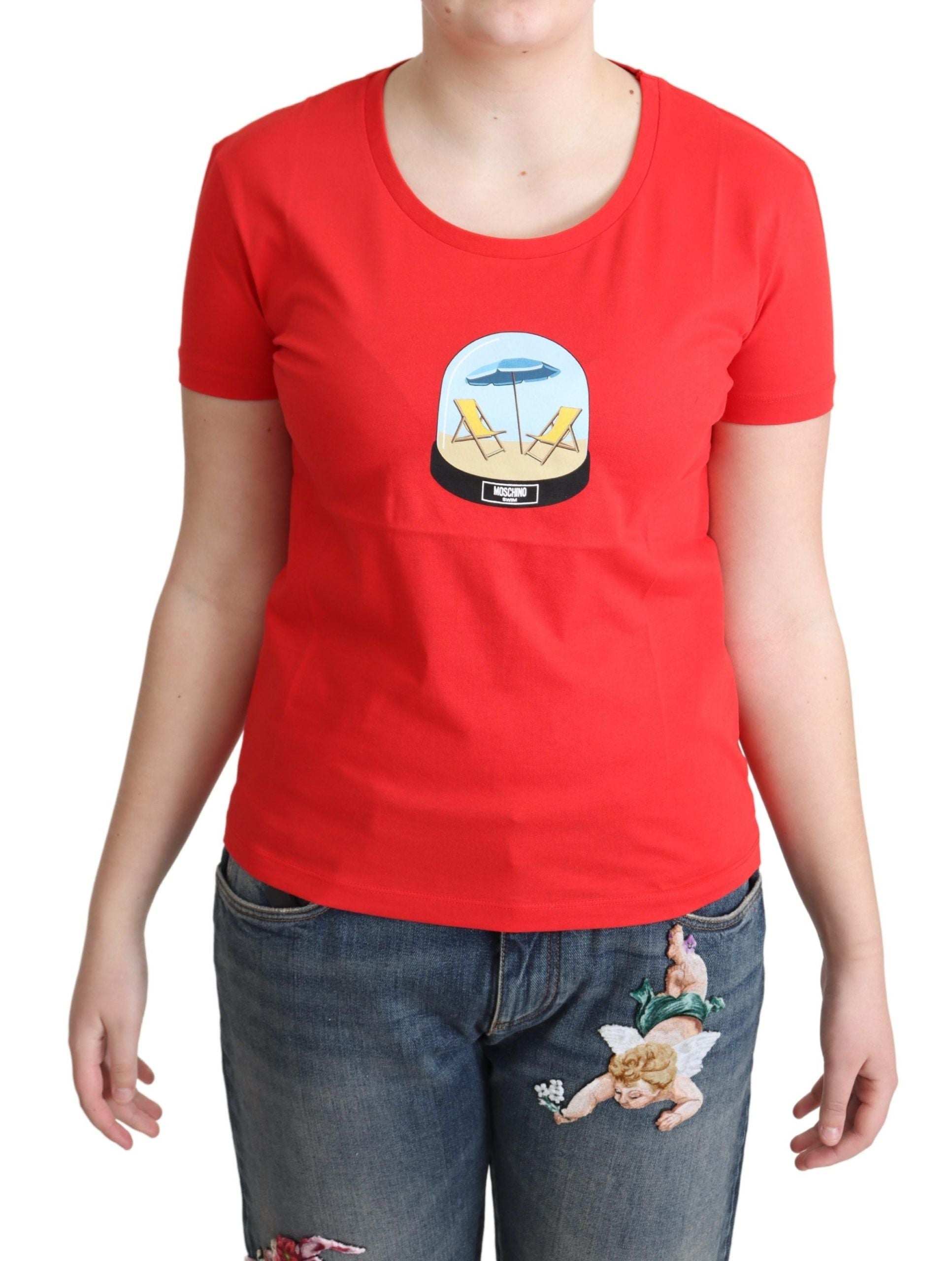Moschino Red Printed Cotton T-shirt