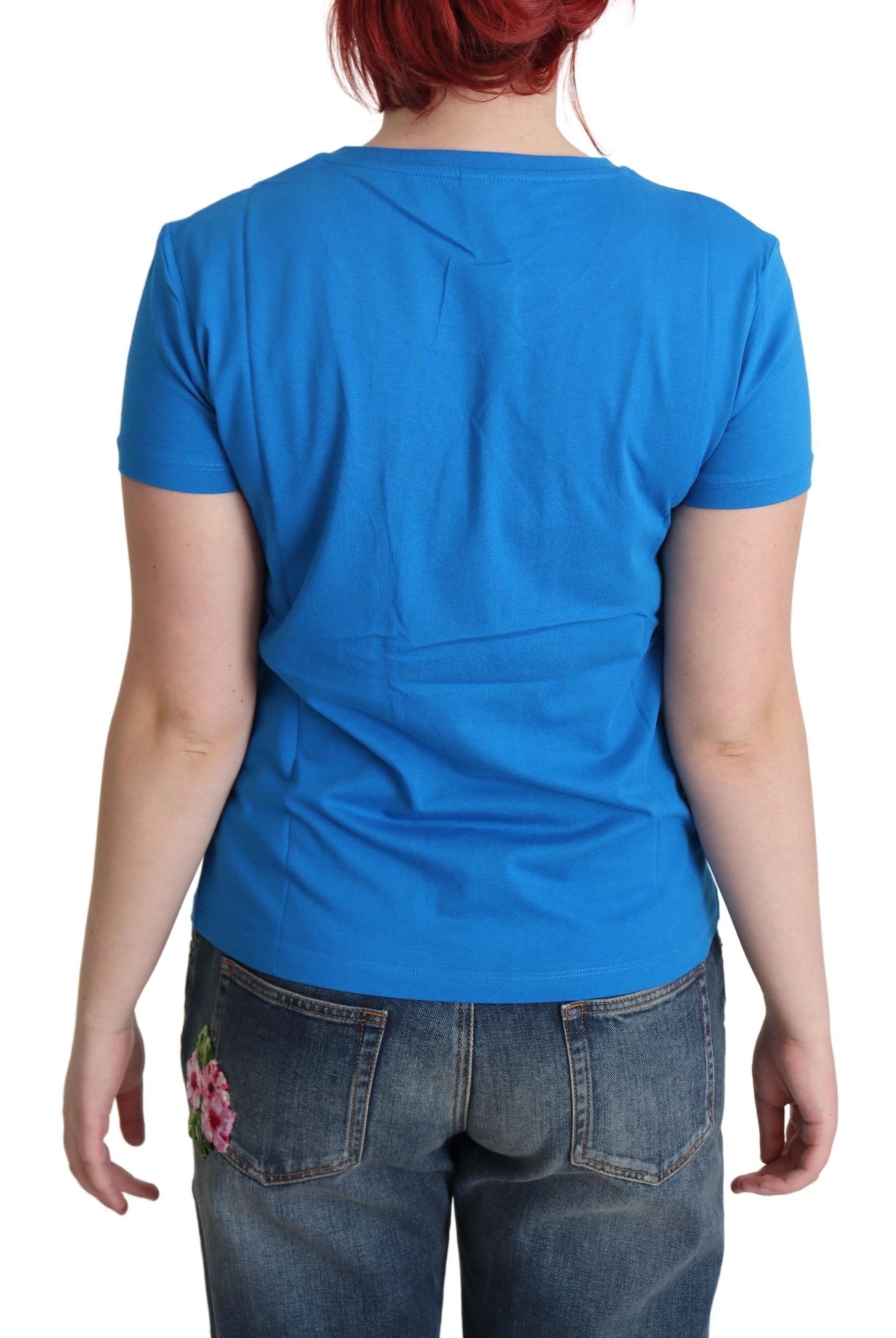 Moschino Blue Printed Cotton T-shirt