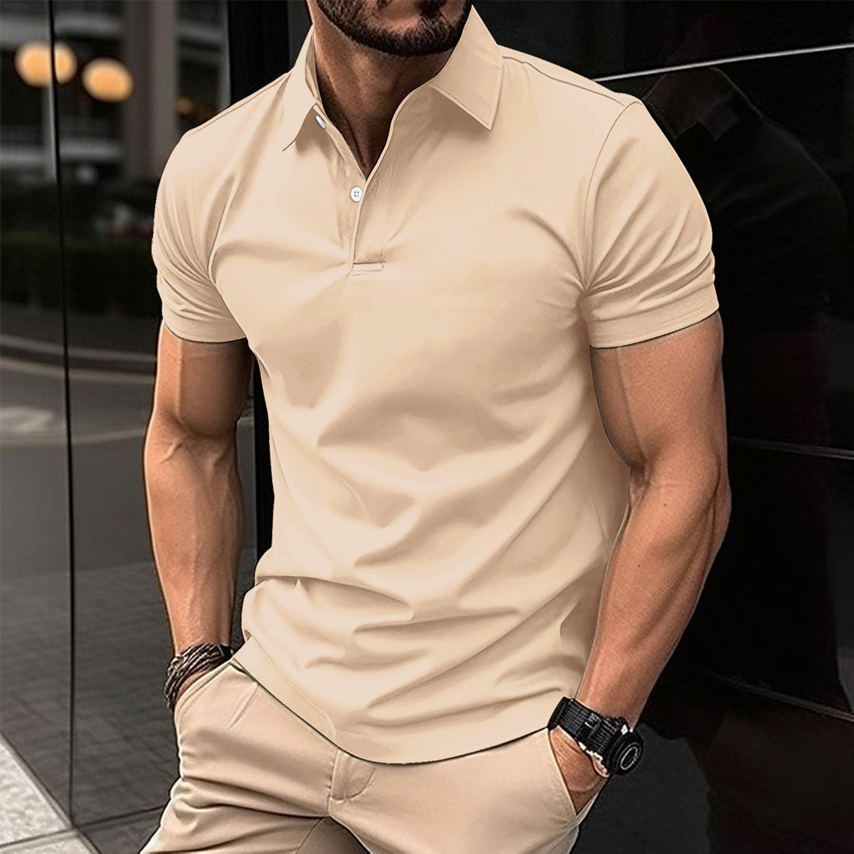 Summer Short Sleeve Polo Shirt Men Solid Color Button Lapel Button Top Signvm Project