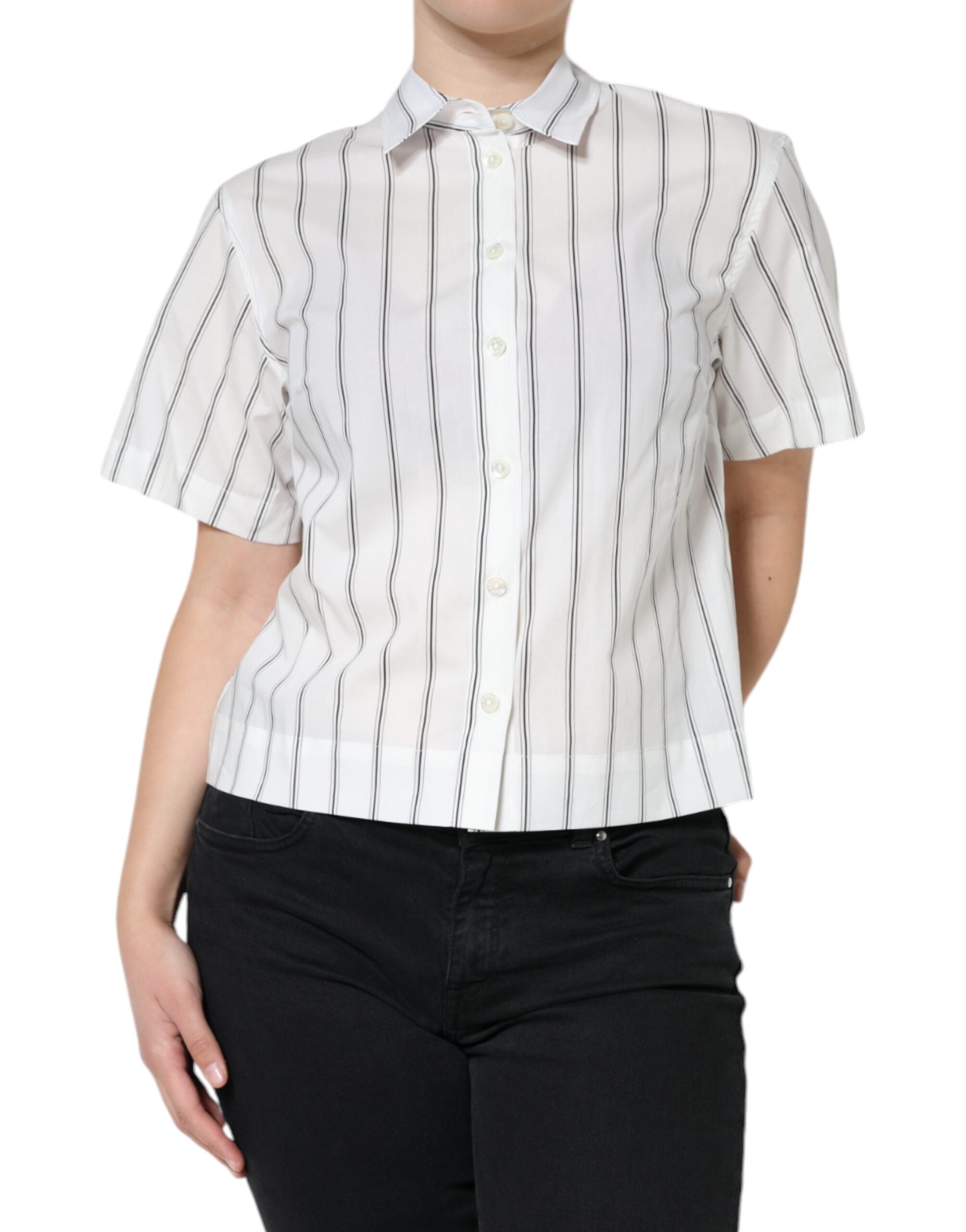 Dolce & Gabbana White Cotton Polo Top