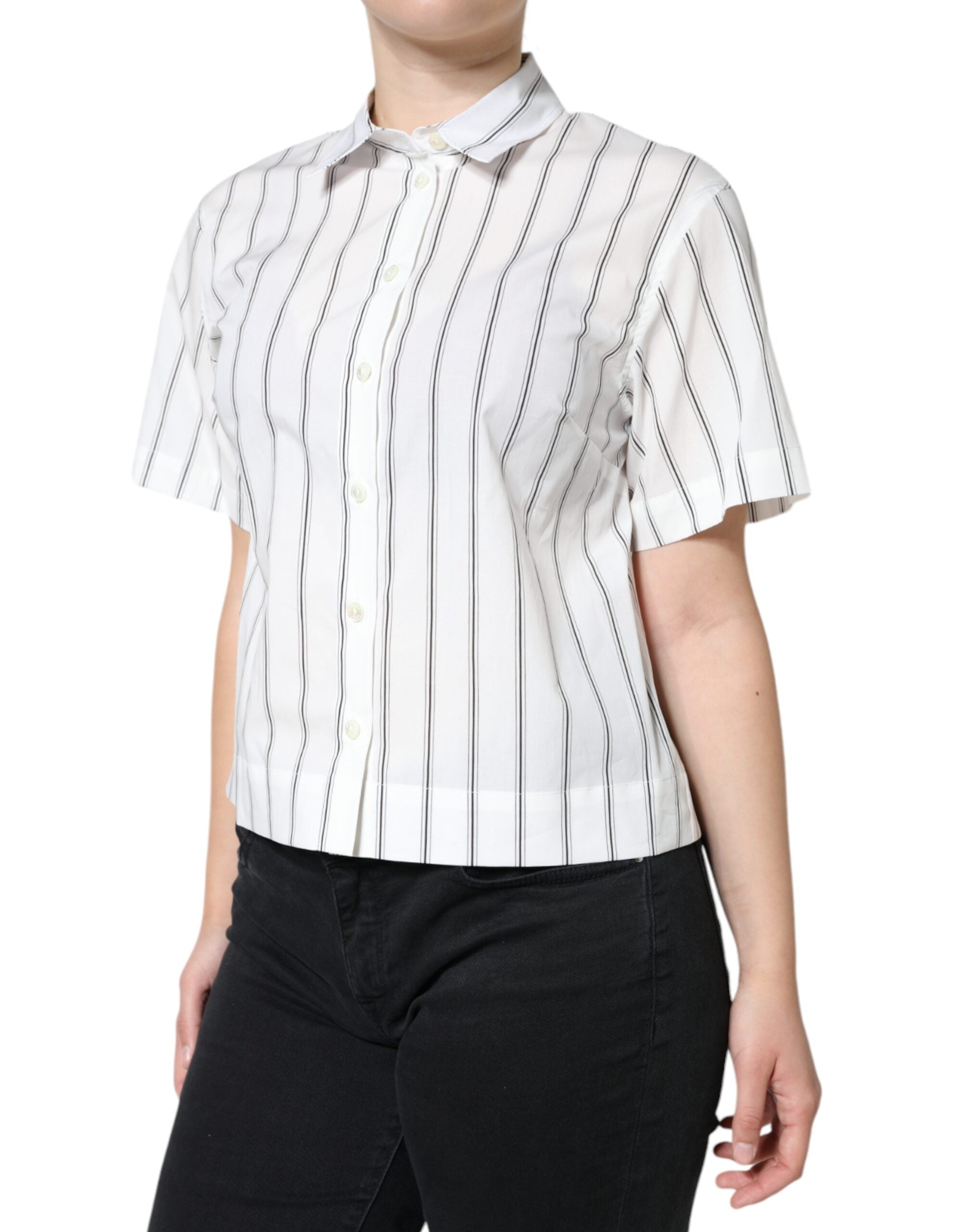 Dolce & Gabbana White Cotton Polo Top