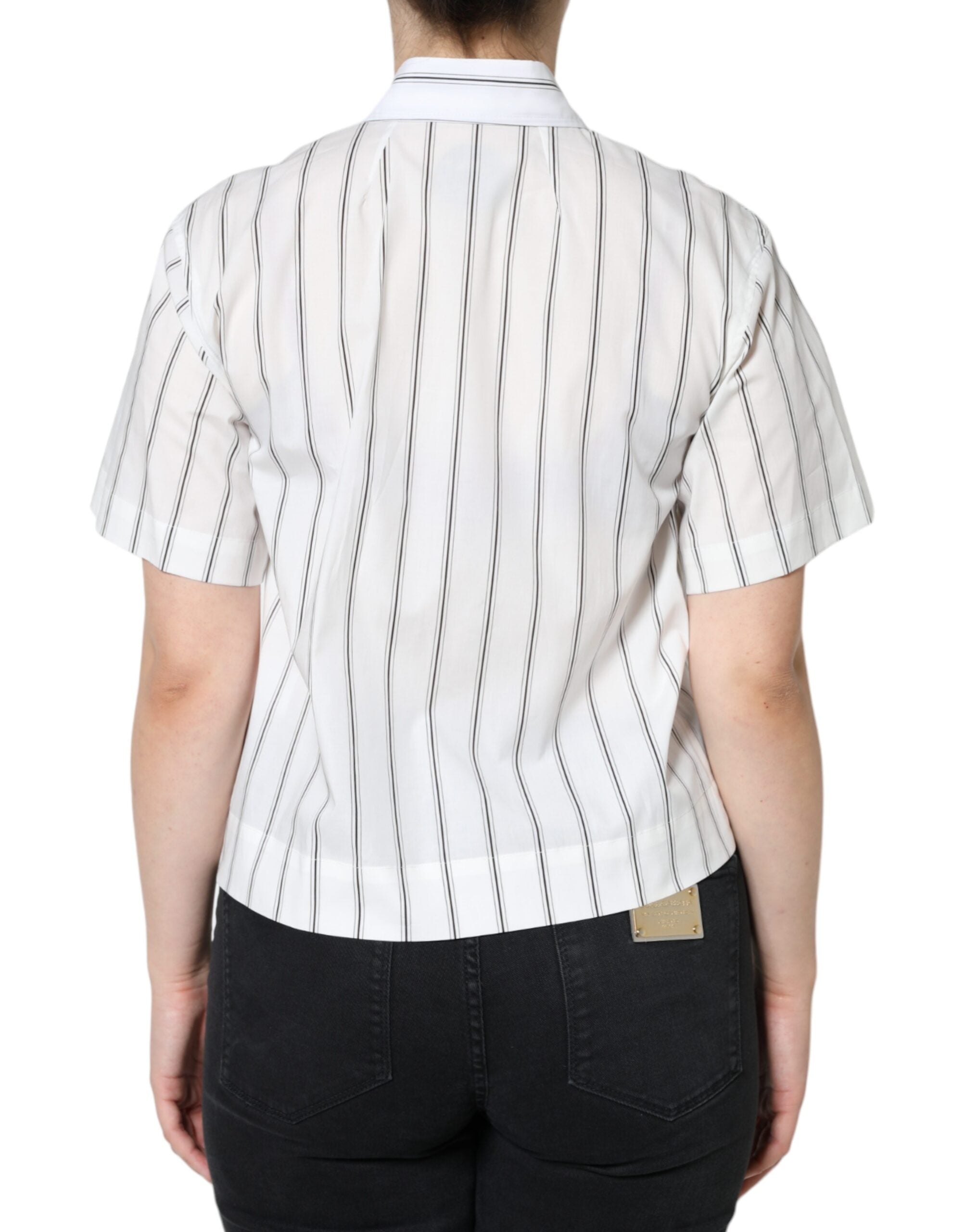 Dolce & Gabbana White Cotton Polo Top