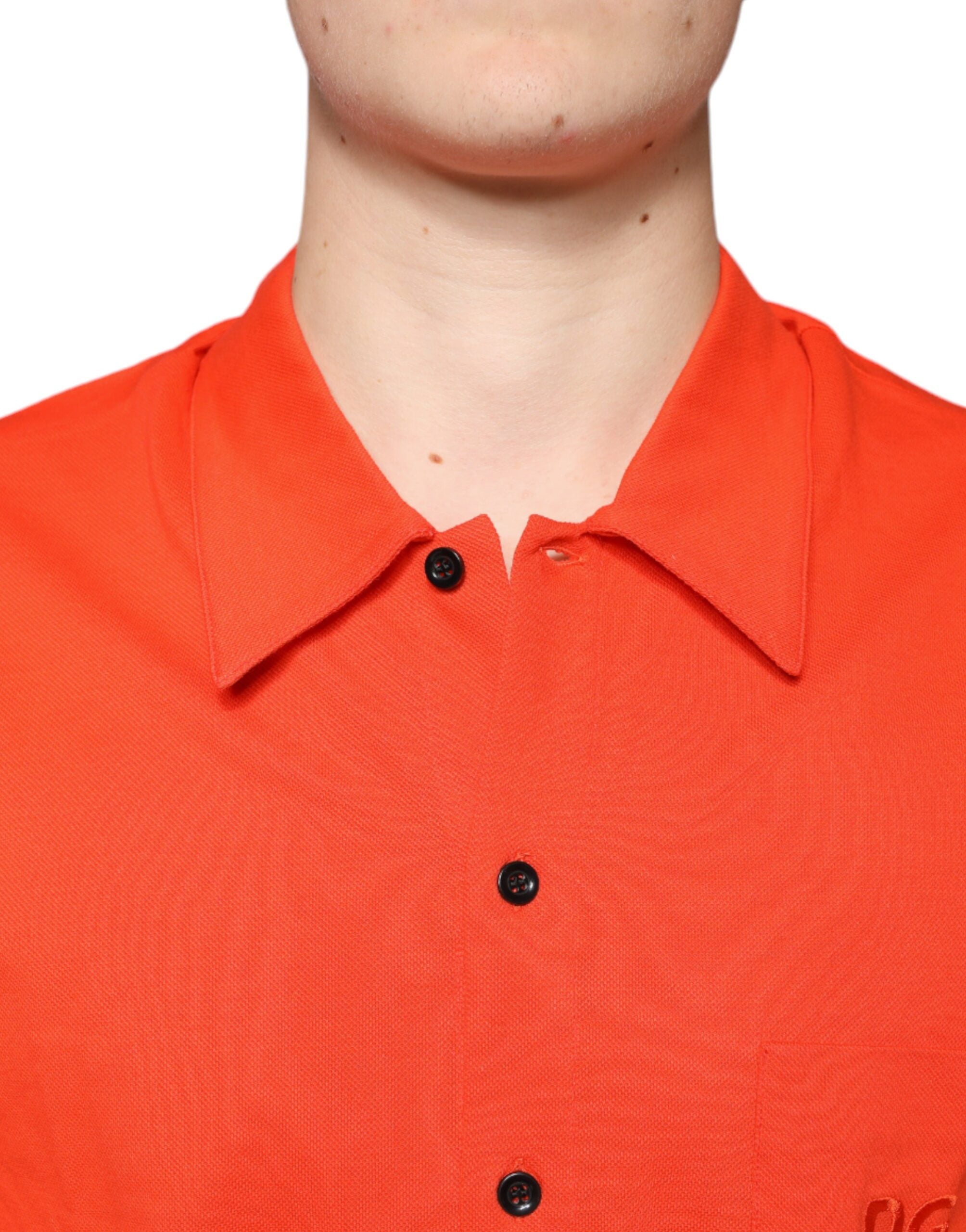 Dolce & Gabbana Orange Cotton Button-Down Shirt