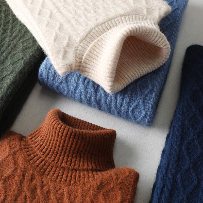 Winter High Collar Pure Cashmere Sweater Men's Casual Signvm Project