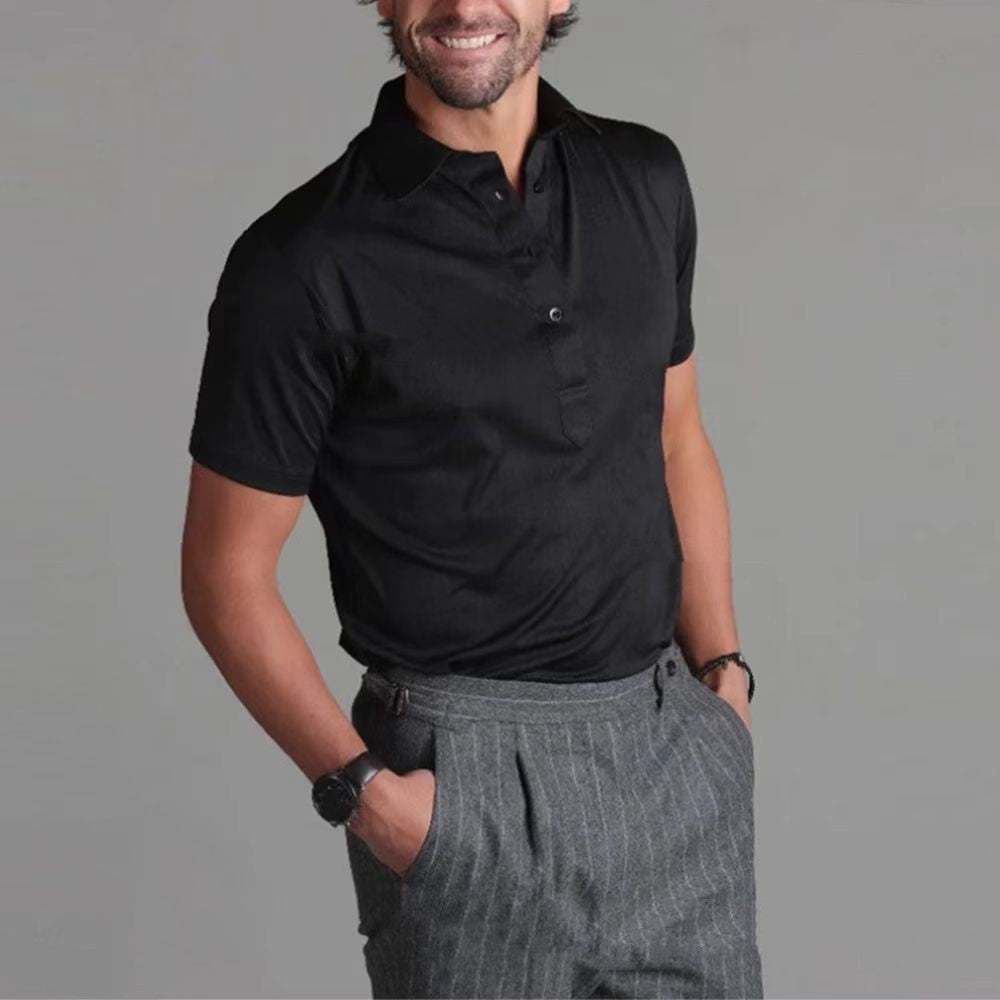 Solid Color Printing Plaid Short Sleeve Half Collar Men Signvm Project