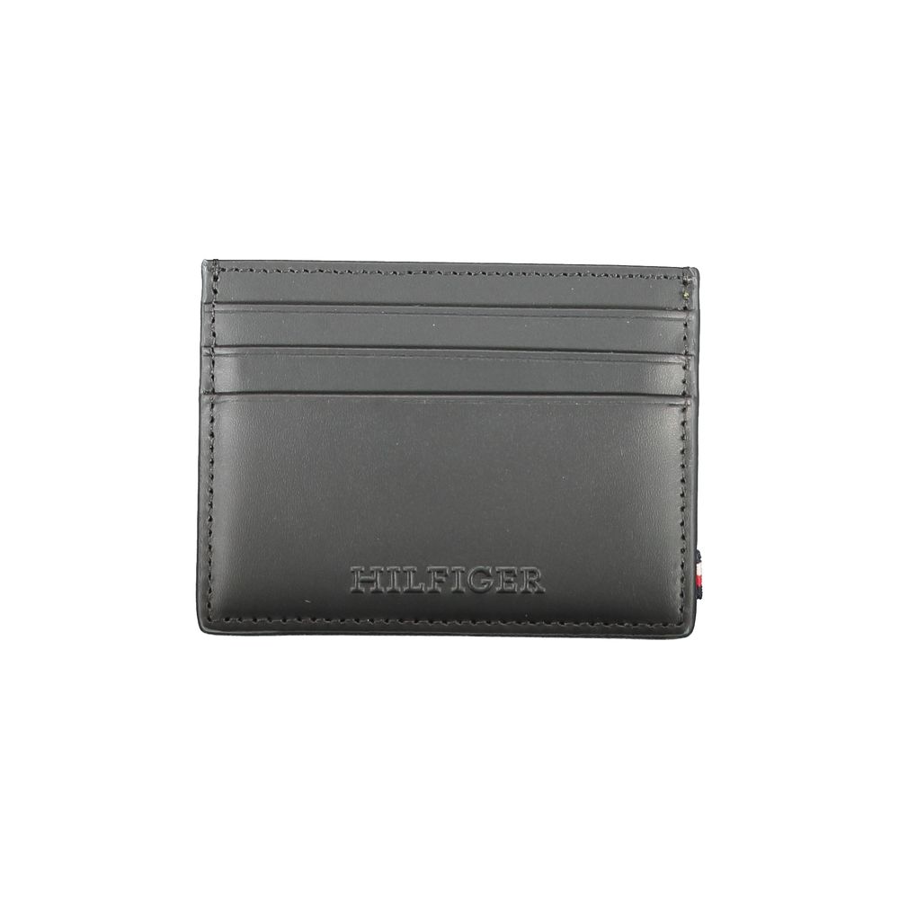 Tommy Hilfiger Black Leather Card Holder Wallet