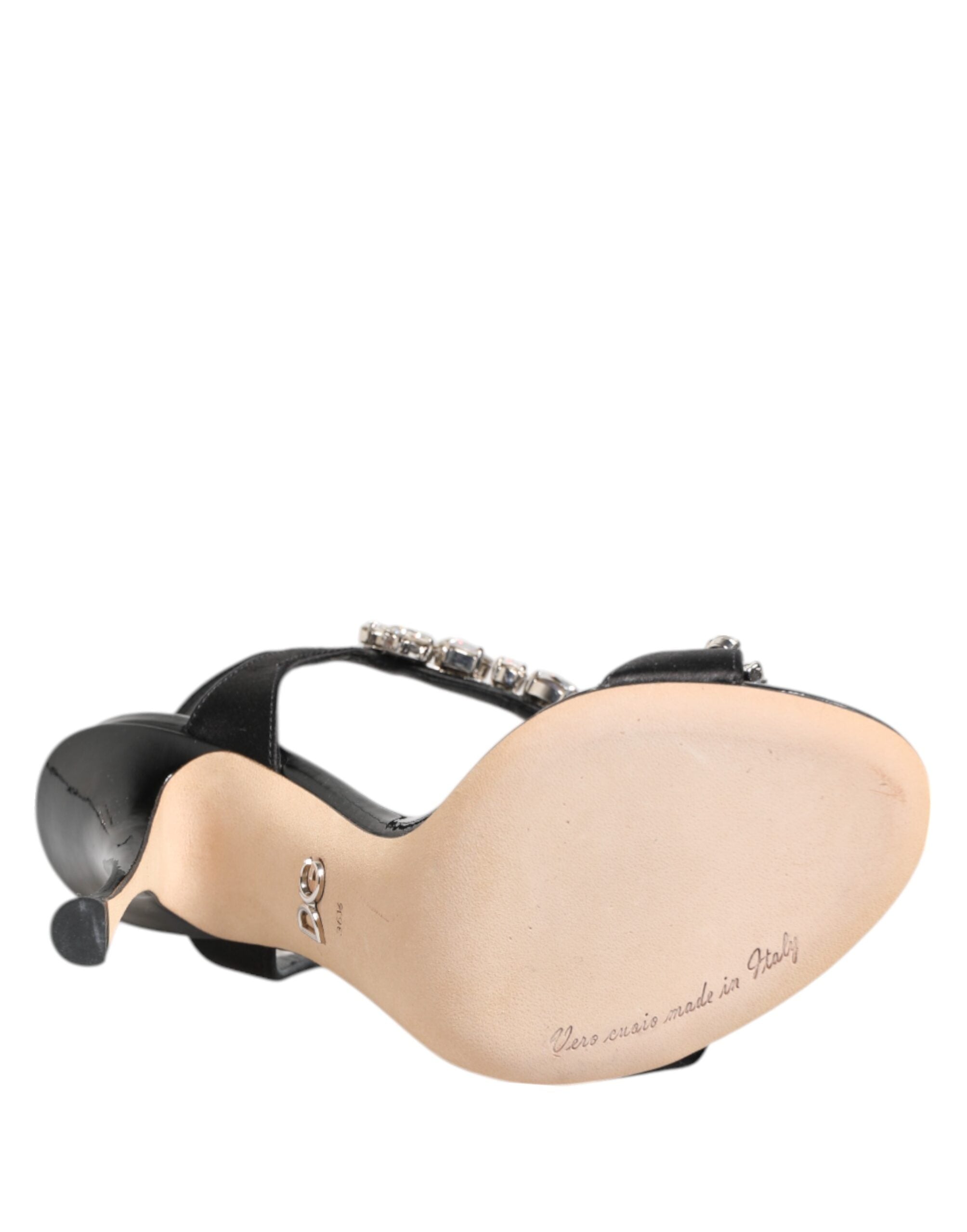 Black Keira Crystals Heels Sandals Shoes