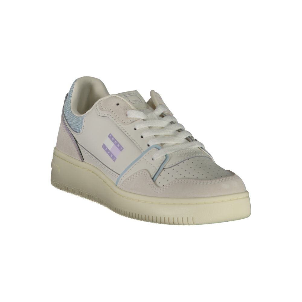 Tommy Hilfiger White Leather-Blend Sneakers