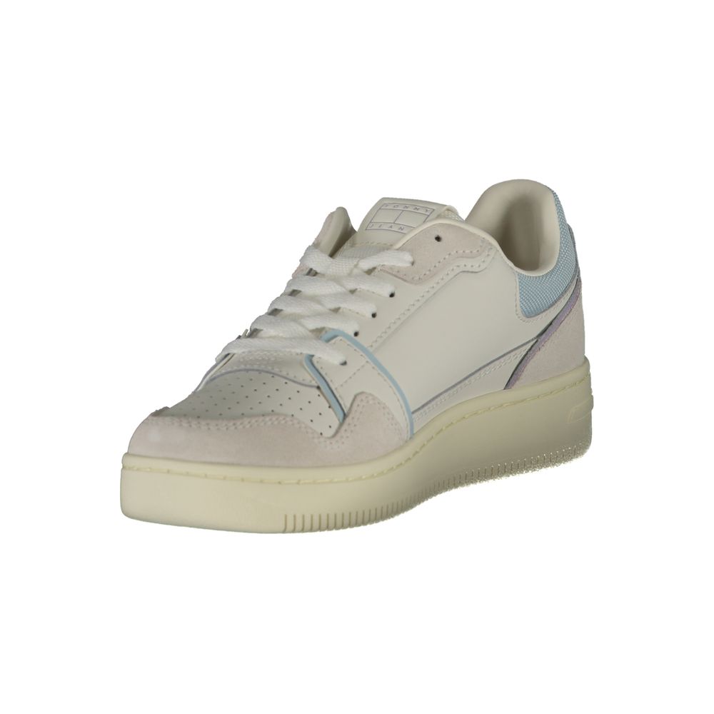 Tommy Hilfiger White Leather-Blend Sneakers