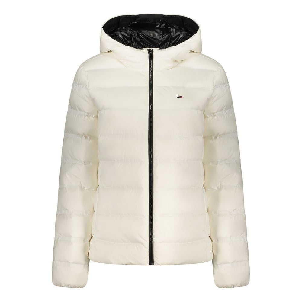 Tommy Hilfiger White Recycled Polyester Hooded Jacket