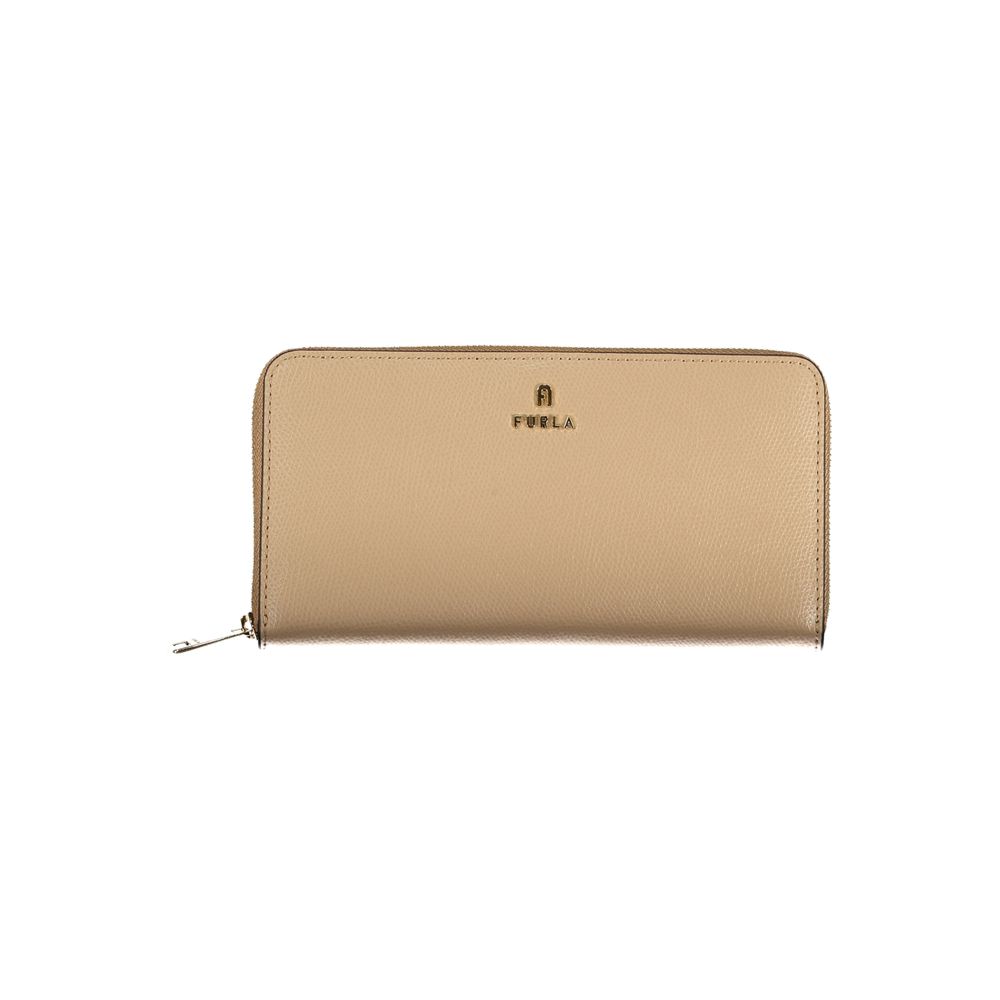 Furla Beige Leather Camelia Zip-Around Wallet