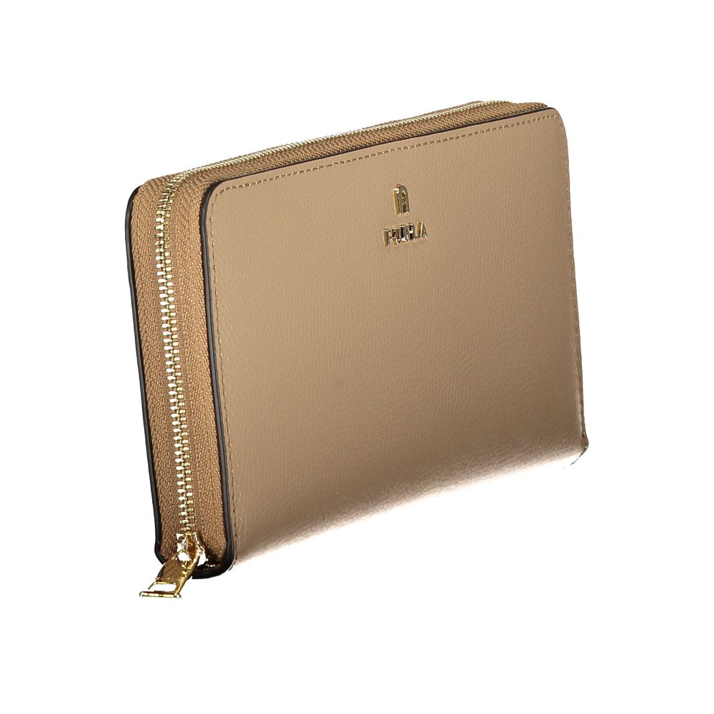 Furla Beige Leather Camelia Zip-Around Wallet