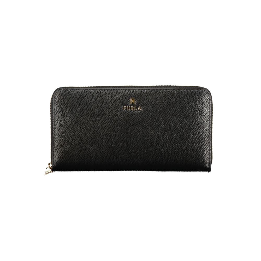 Furla Black Leather Zip-Around Wallet
