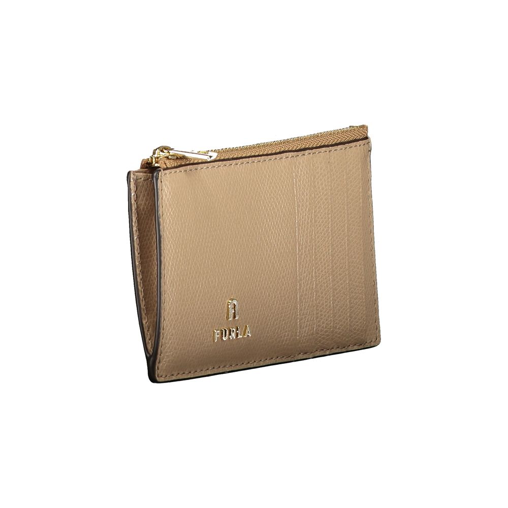 Furla Camelia Zipped Card Wallet in Beige