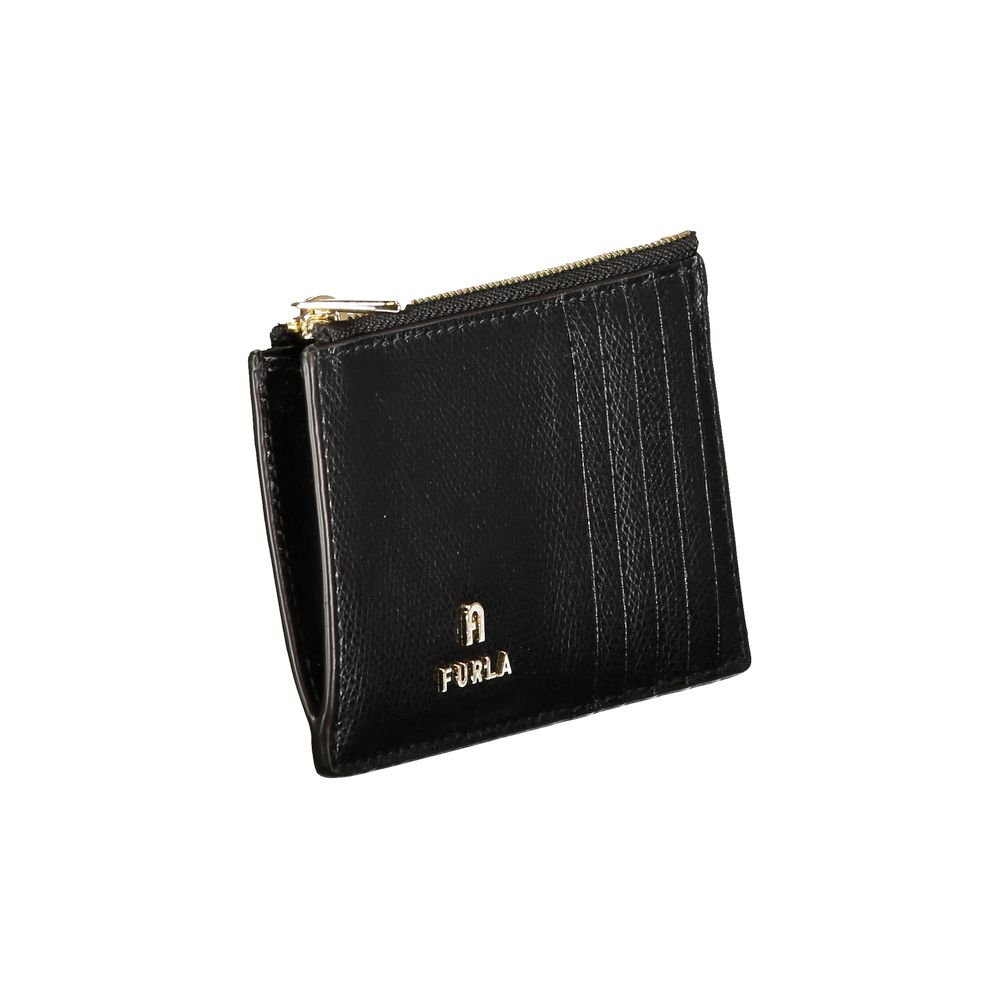 Furla Black Leather Camelia Zipped Card Wallet