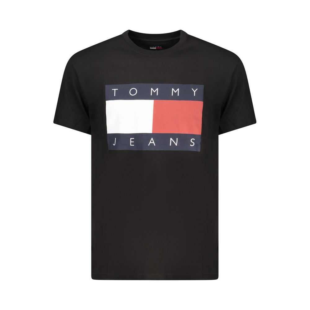 Tommy Hilfiger Black Cotton Logo Crew Neck T-Shirt