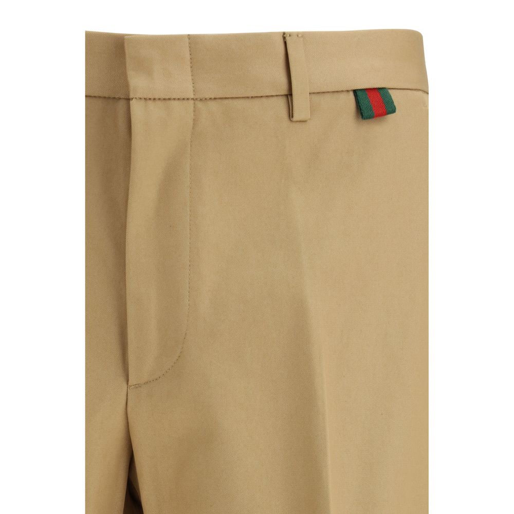 Gucci Beige Cotton Pleated Trousers