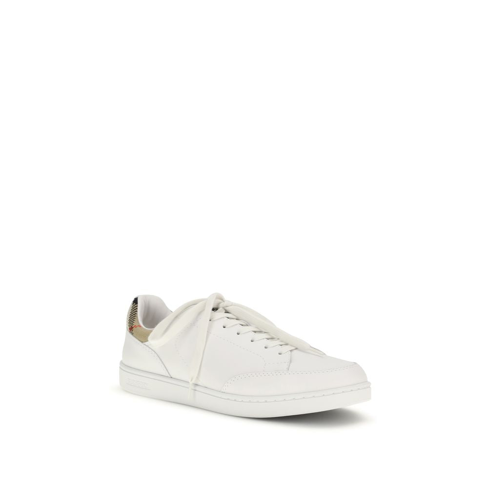 Burberry White Calf Leather Low Top Sneakers