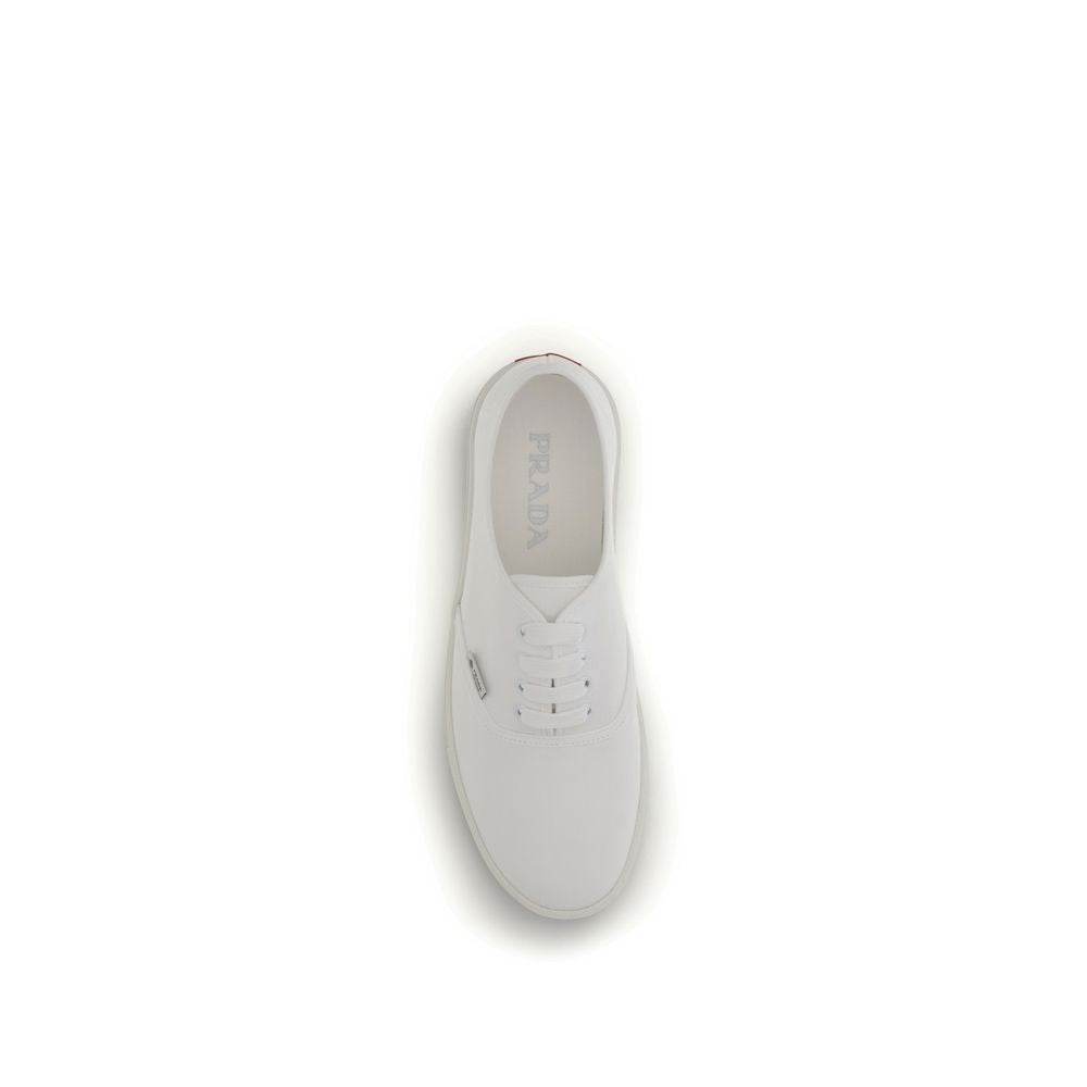White Cotton Low Top Sneakers