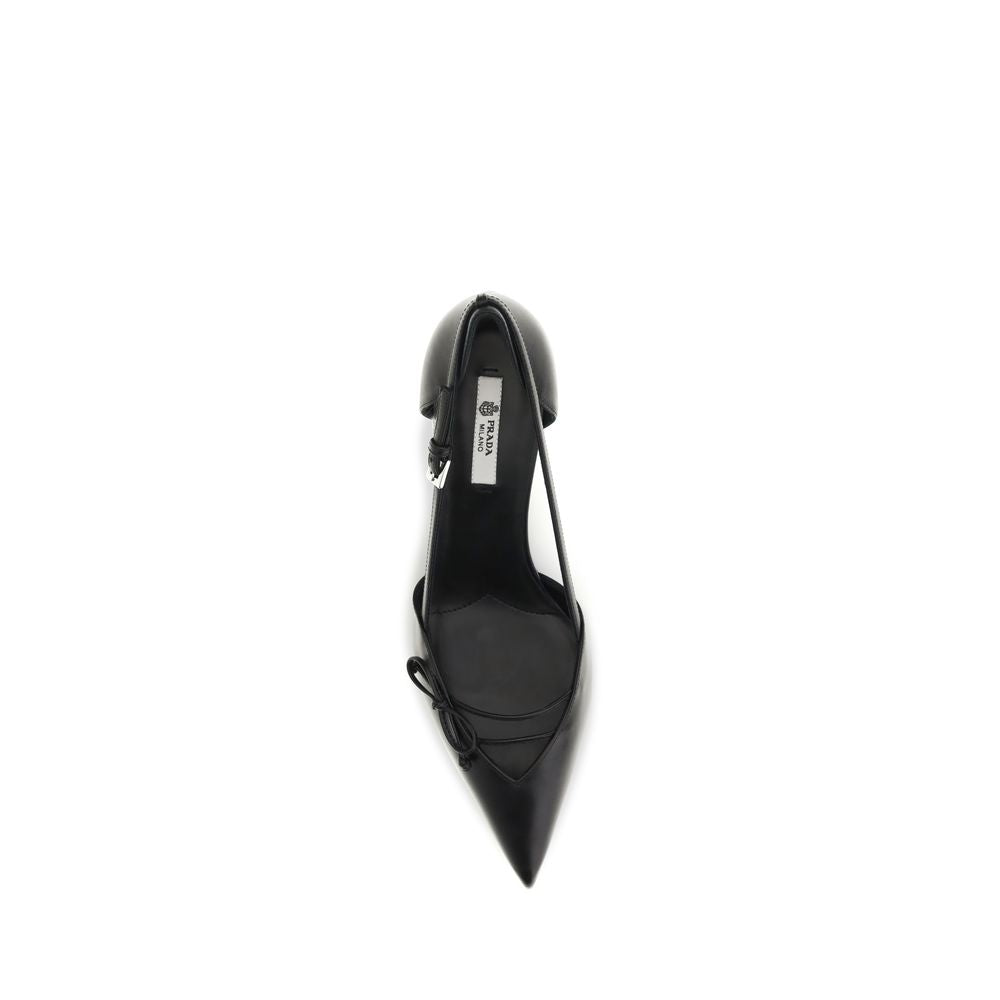 Prada Black Goatskin Kitten Heel Pumps
