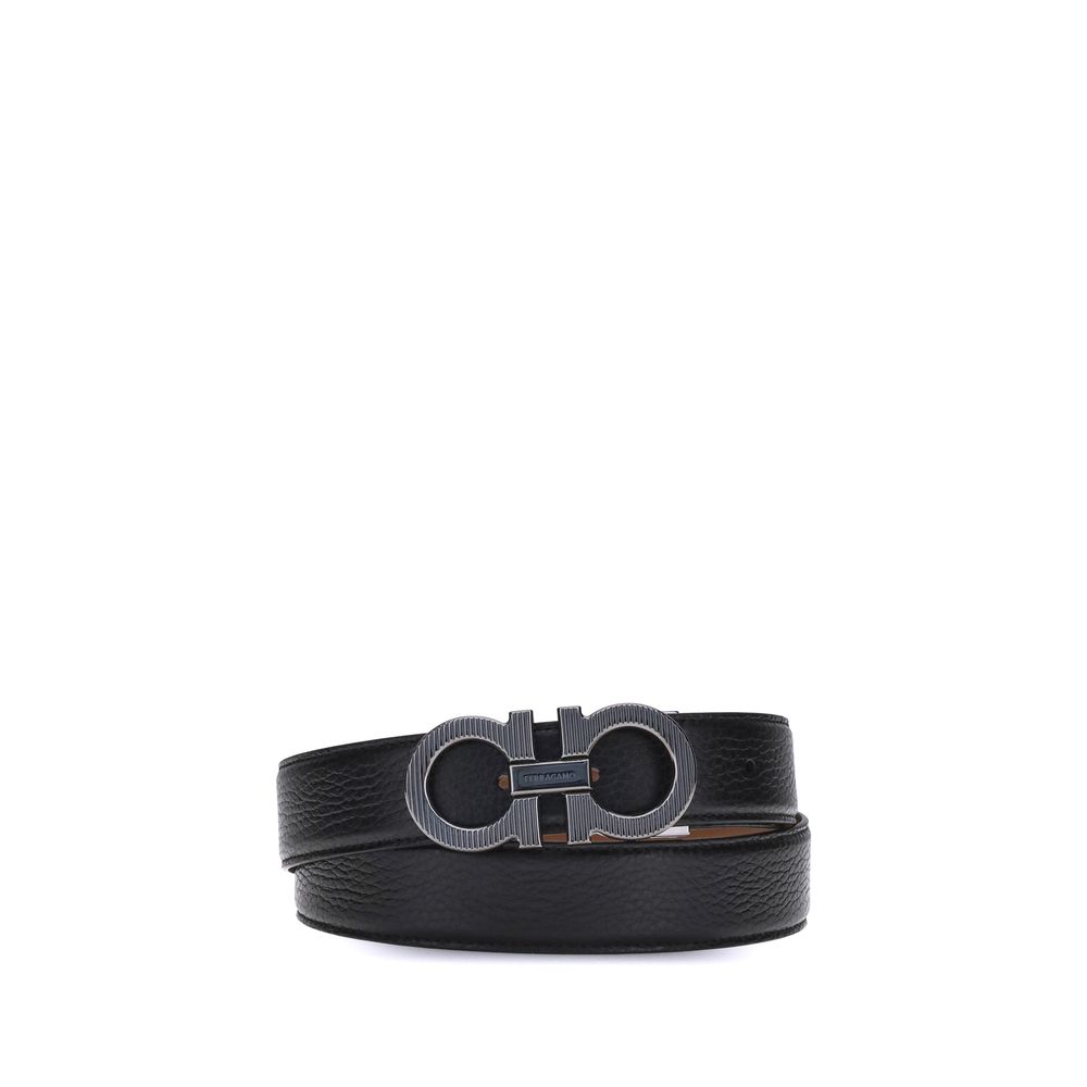 Ferragamo Black Calf Leather Regular Belt