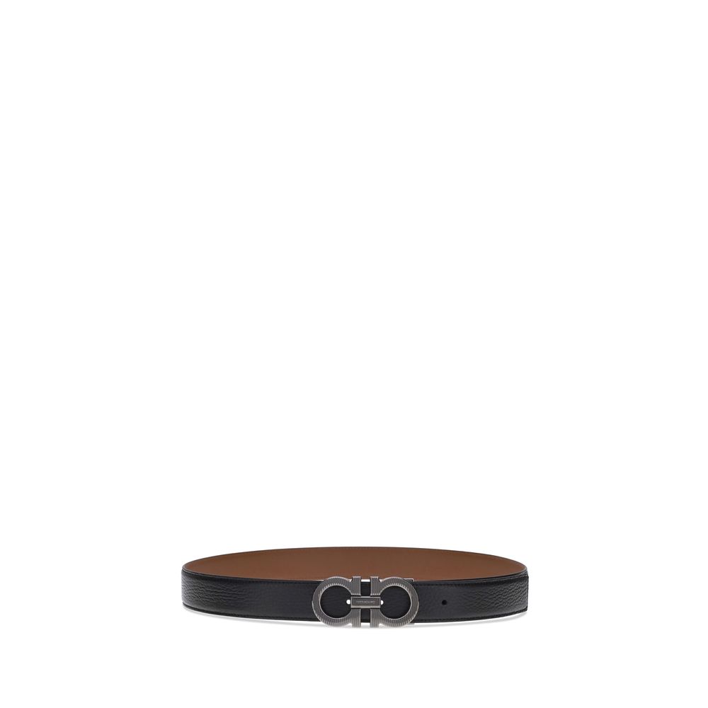 Ferragamo Black Calf Leather Regular Belt