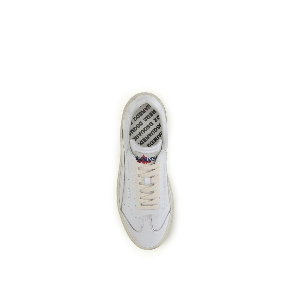 Dsquared2 White Calf Leather Low Top Sneakers