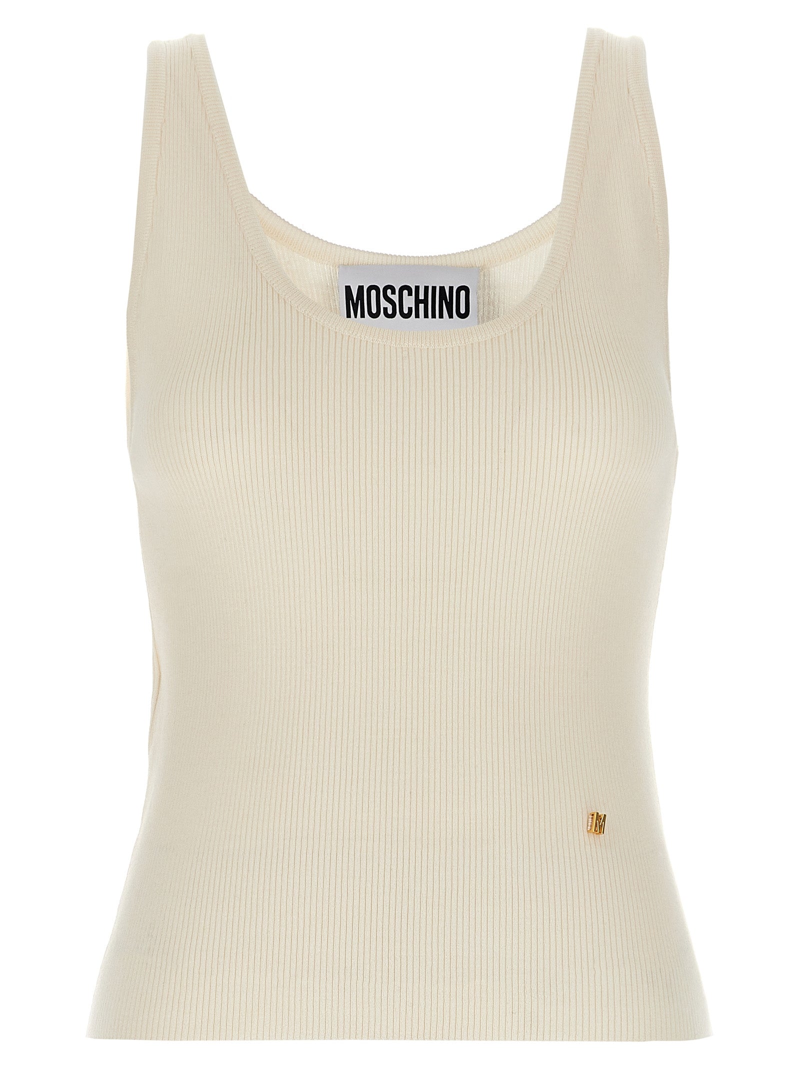 Moschino White Virgin Wool Sleeveless T-Shirt