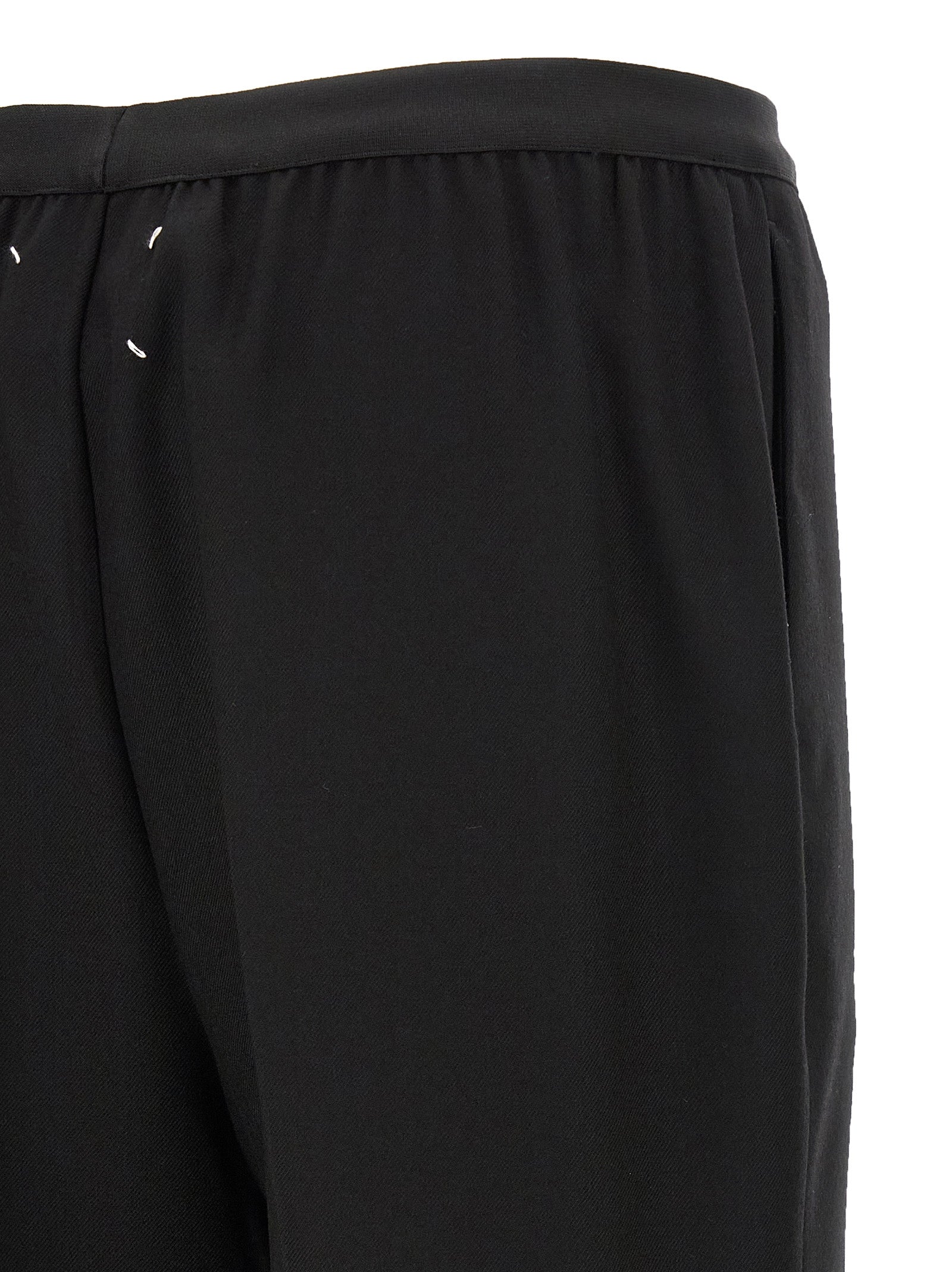 Black Virgin Wool Casual Pants