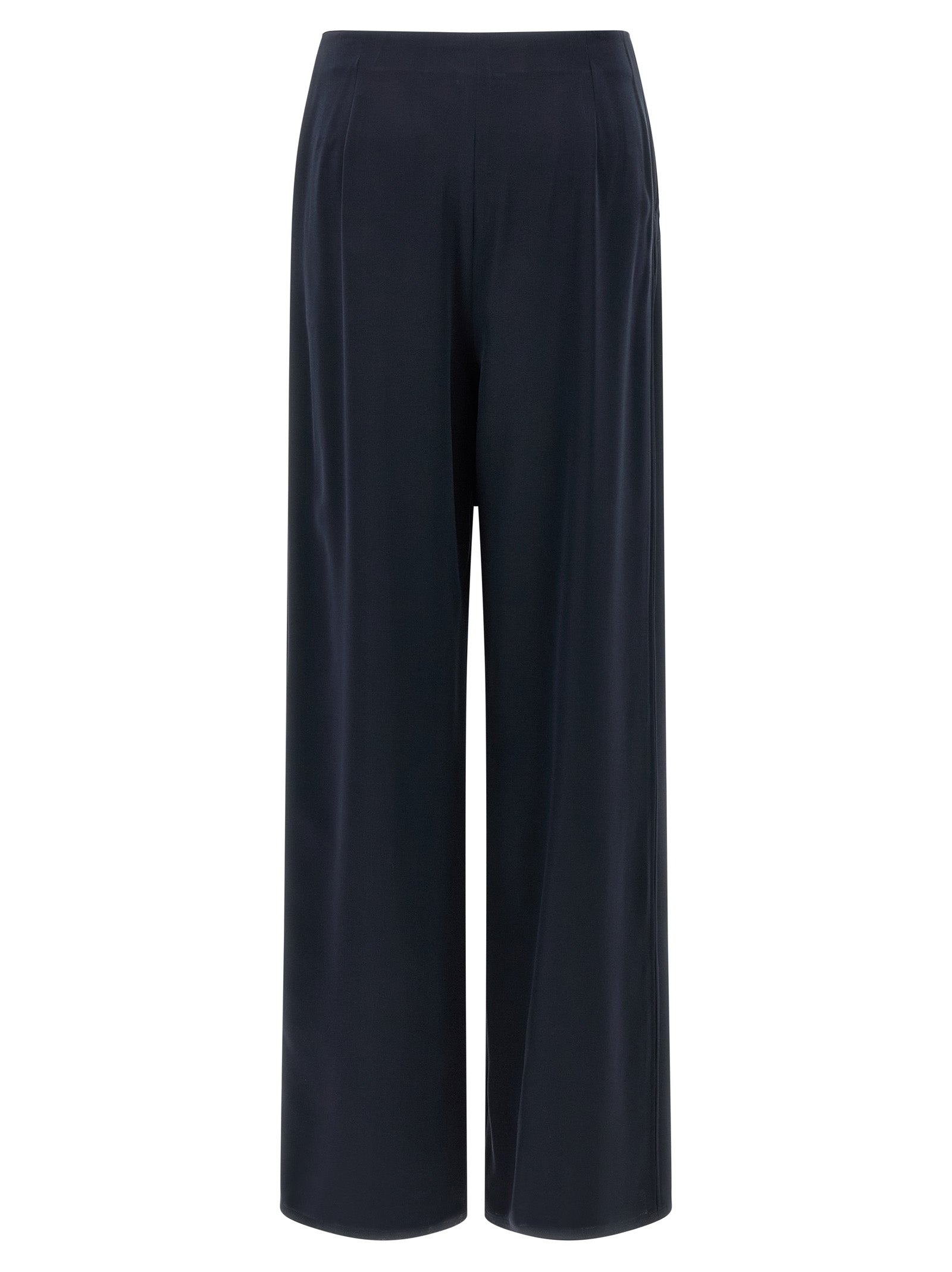 Blue Silk Casual Pants