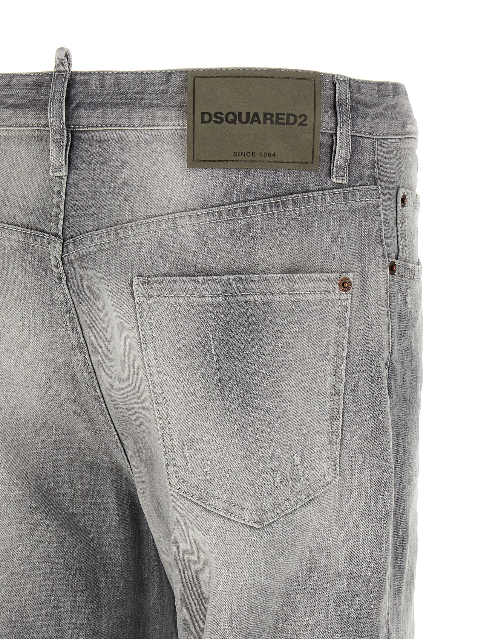 Dsquared2 Gray Cotton Straight-Leg Jeans