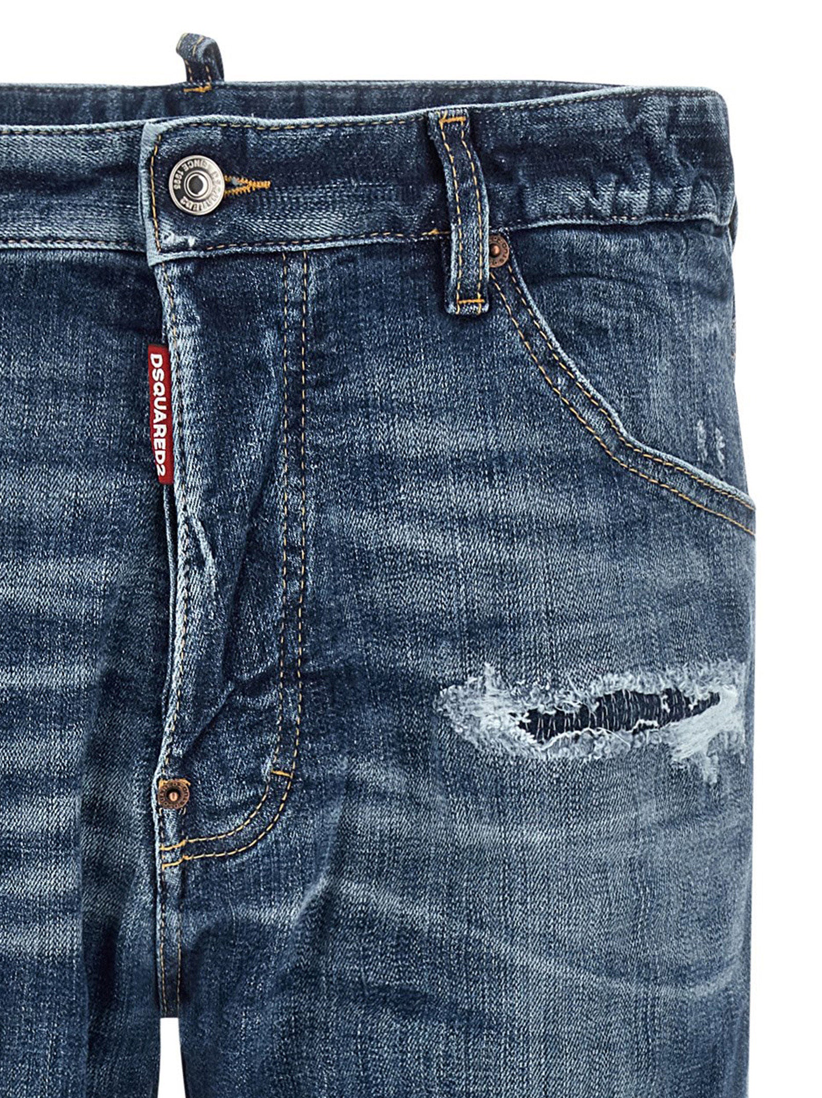 Dsquared2 Blue Cotton Slim Fit Jeans